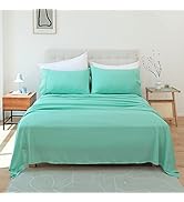 Whitney Home Textile Sky Blue Queen Sheet Set - Soft Breathable Microfiber Bed Sheets for Queen S...