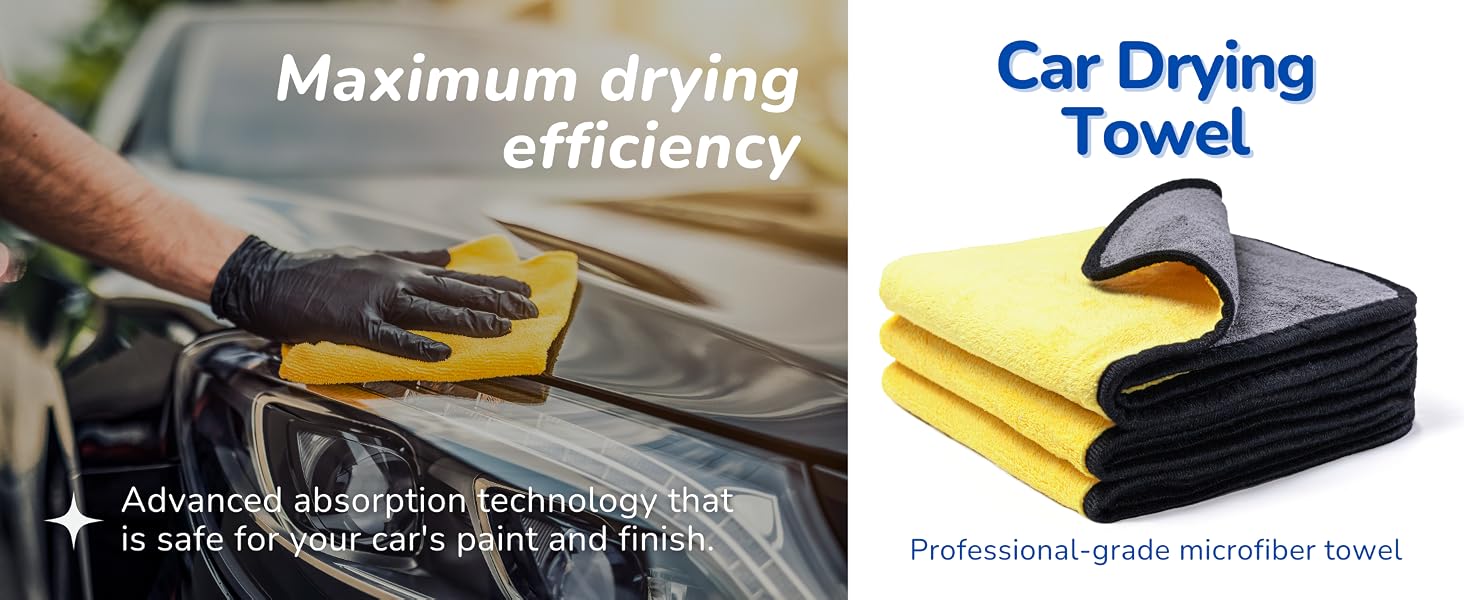 Drying and detailing a car with a microfiber