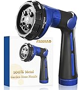 FANHAO Garden Hose Nozzle 100% Heavy Duty Metal Water Hose Sprayer with 8 Spray Patterns, High Pr...