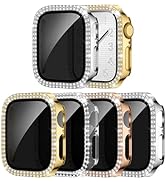 Easuny 4 Pack Privacy Bling Case with Tempered Glass Screen Protector for Apple Watch 40mm SE 3/2...