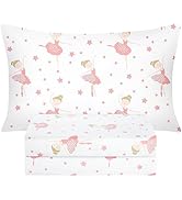 BYSURE Twin Sheets Set Kids(Ballerina, Pink), 3 Pieces Easy Fit Deep Pocket Sheets Set, Breathabl...