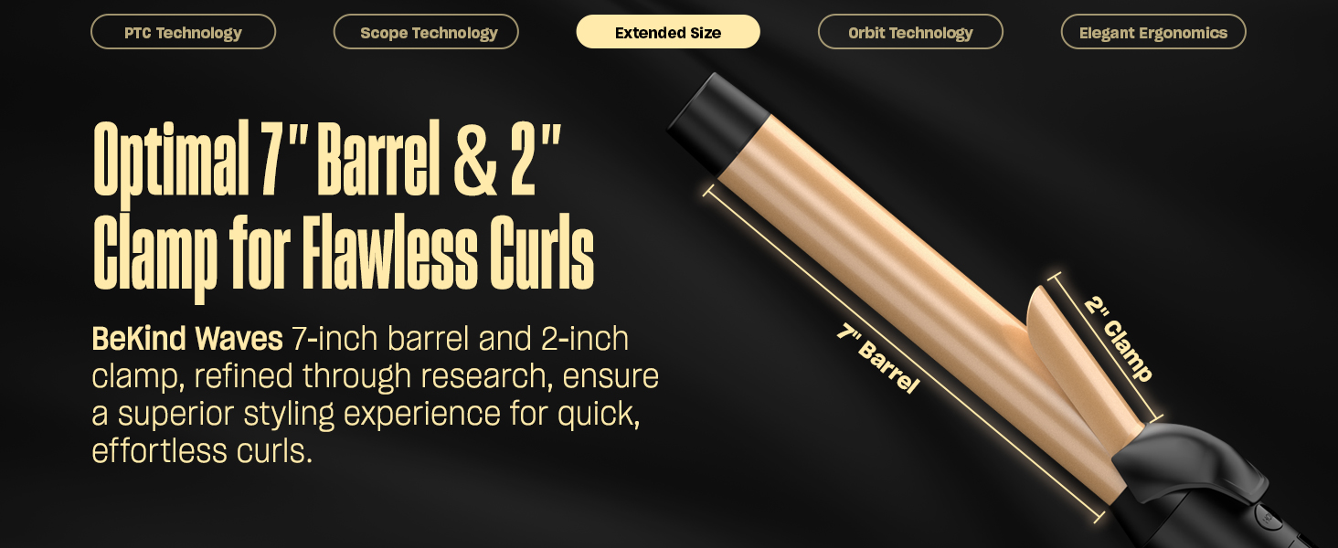 Optimal 7'' Barrel & 2'' Clamp for Flawless Curls