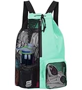 WANDF Swim Bag Mesh Drawstring Backpack with Wet Pocket for Swimming, Gym, and Workout Gear