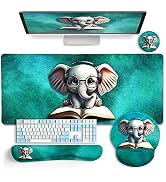 LIMKRIAN Desk Mat Desk Pad, Large Gaming Mouse Pad with Wrist Rest Wrist Support, Ergonomic Mouse...