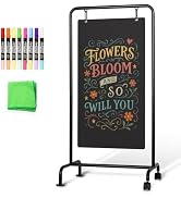 DOLLAR BOSS 40’’x20’’ Swing Chalkboard, Double-Sided Easel Sign with Wheels | Lockable Wheels Sup...