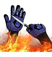 BBQ Fireproof Gloves, Grill Cut-Resistant Gloves 1472°F Heat Resistant Gloves, Non-Slip Silicone ...