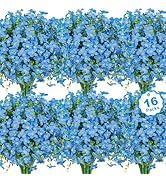 Besteek 16 Bundles Artificial Flowers for Outdoors Decoration Fake Silk Flowers UV Resistant Faux...