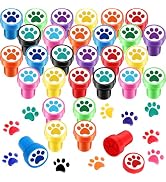 Hxezoc 24 Pieces Dog Paw Print Stamp, Mini Colorful Self Inking Stamps Party Favors Assorted Stam...