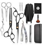 Hair Cutting Scissors Barber Shears Kit, Fcysy Capas De Barbero Profesional Hair Thinning Scissor...