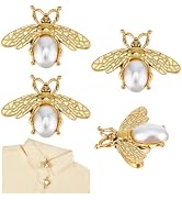 PH PandaHall 4pcs Honeybee Button Covers for Women Blouses Elegant Brooch Antique Golden Alloy Al...