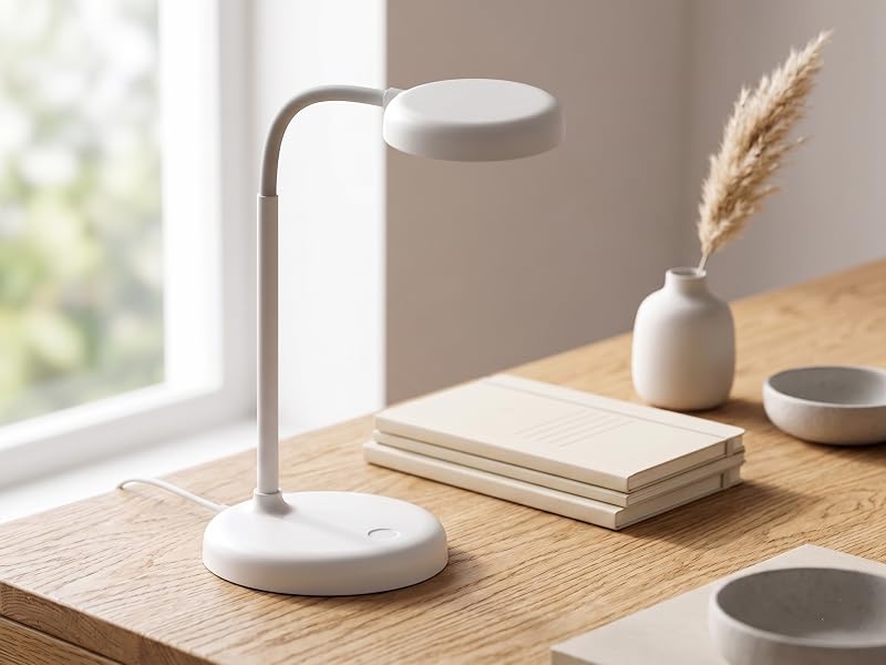 WHITE JAPANDI LAMP ON DESK