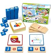 Coogam Wooden Short Vowel Reading Letters Sorting Spelling Games, Site CVC Words Learning Flashca...