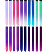 LADYAMZ 20 PCS Colored Hair Extensions, Colorful Party Highlights Clip in Long Straight Synthetic...