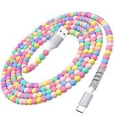 AHFYCIH 60W Beaded USB A to USB C Carplay Cable 6FT Long for iPhone 17 Pro Max 16 15,45W 40W 3A C...