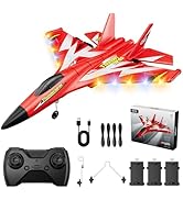 Foam RC Plane Toys with 3 Batteries, Remote Control Airplane RC Jet Helicopter Drone Plane for Ki...