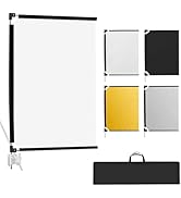 WELLMAKING 36x27 Light Reflector Flag, 4-in-1 Portable Collapsible Diffuser for Photo Video Studi...