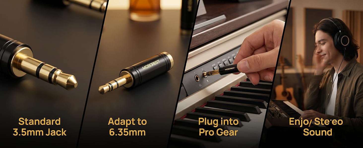 3.5mm to 1/4 Stereo Audio Adapter, 3.5mm to 1/4 (6.35mm) Headphone Adapter