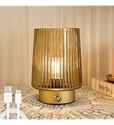 ULAROOM Cordless Lamp Rechargeable Battery Operated lamp, Glass Small Table lamp - Portable Dimma...