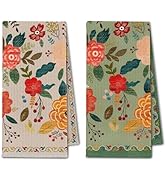 ChissNook Vintage Boho Floral Kitchen Towels, Retro Colorful Flower Dish Tea Towels Drying Cloth ...