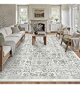 PureCozy Black Area Rug 9x12 Machine Washable Large Vintage Living Room Distressed Non Slip Carpe...