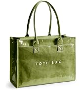 KALIDI PVC Tote Bag Women's Kraft Paper Work Purses Large Capacity Laptop Shoulder Handbag