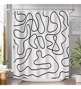 AmazerBath Shower Curtain, Washable Cloth Black and White Shower Curtain Sets with 12 Metal Showe...