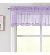 Welvetblk Lavender Valances for Windows, Lavender Sheer Curtains 14 Inch Length 2 Pack Kitchen Dr...