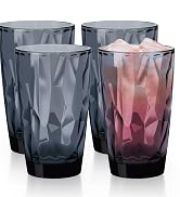 Topsky 16oz Plastic Tumblers Drinking Glasses Set of 4,Gray Acrylic Drinking Cups Wine Glasses Be...