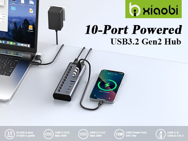 usb c hub powered usb multiport adapter