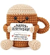 SNOOZIA Birthday Gifts for Women Coworker Female, Espresso Cup Crochet | Happy Birthday Gifts Cof...