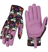 Bamllum Leather Gardening Gloves for Women - Working Gloves for Weeding, Digging, Planting, Rakin...