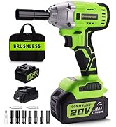 COMOWARE Cordless Impact Wrench 1/2 inch Impact Gun, 300 Ft-lbs (400N.m) Max Torque 4.0Ah Li-ion ...