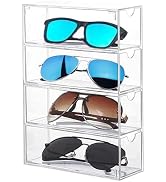 Kenpal Sunglasses Organizer for Multiple Pairs, Acrylic Stackable Glasses Holder with 4 Drawers, ...