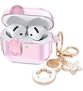 (with Safety Lock) Clear Case Compatible with Cute Apple Airpods 4 Cases 2024 Women, VISOOM Soft ...