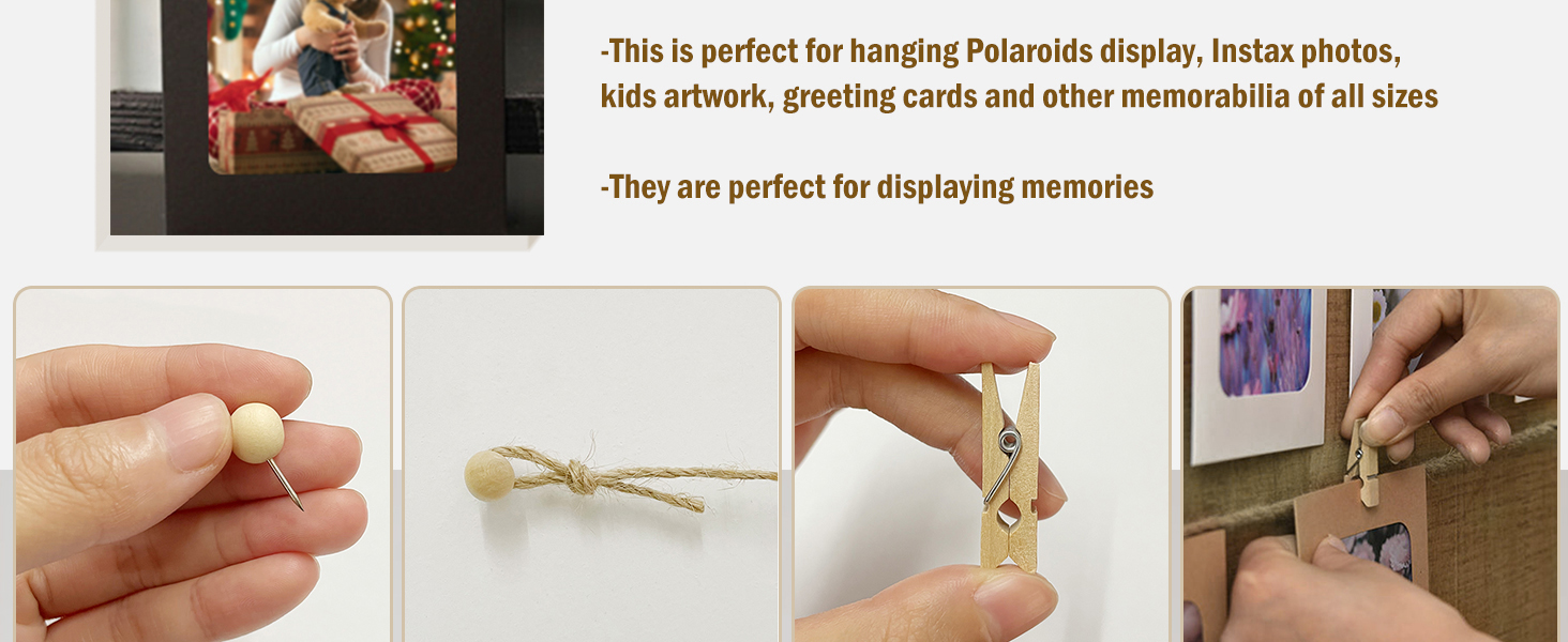 Photo Hanging Display with 50 Photo Clips