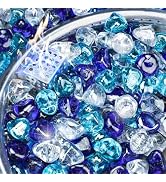 NUPICK 5LB Diamond Fire Glass, 1 Inch Fire Pit Rocks for Propane or Gas | Reflective Fire Pit Gla...