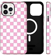 SenRiCase for iPhone 13/14 Case Cute Checkered Phone Case Compatible with MagSafe, Dual-Layer Sho...
