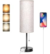 Dott Arts 18" Table Lamp for Bedroom, 3-Color Bedside Lamps with Pull Chain, Bedroom Table Lamps ...
