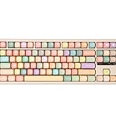 Hunfuthr MOA Profile Keycaps,PBT Rainbow Candy Keycaps, 127 Keys Dye-Sublimation Cute Custom Keyc...