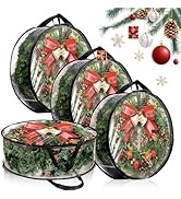 EATHEATY 4 PCS Wreath Storage Container - 30x8 Inch Christmas Wreath Storage Bags With Zipper - C...