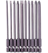 Rocaris 10pcs 1/4 Inch Hex Shank Long Magnetic Screwdriver Bits Set 4 in Power Tools (Slotted+Cro...