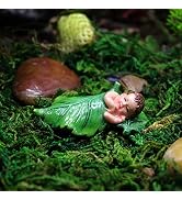 YuanHolumid Green Sleeping Fairy Miniature Figurines,Fairy Garden Animals for Garden,Accessories,...