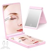 wobsion Lighted Compact Mirror, Rechargeable Travel Makeup Mirror,1x/3x Magnifying Mirror with Li...