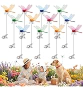 HQGROCERY 12 PCS Dragonfly Clips for Garden Decor – DIY Dragon Fly Clips Humming Bird Stakes Fake...