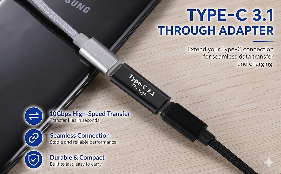 Type-C 3.1 through adapter 10Gbps high speed data transfer and charging