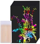 Cityrosy 60 Pcs Scratch Art Paper Rainbow Sets Black Scratch Off Paper Easter Gifts for Kids Magi...