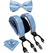 DiBanGu Paisley Bow Tie and Supenders for Men Tuxedo Heavy Duty 6 Clips Suspender Adjustable Y-Sh...