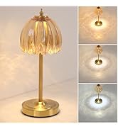 Shenmoyl Tulip Table Lamp with 5000mAh Battery & Touch Control, Cordless Small Table Lamp with 3 ...