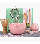 Joyscale Matcha Whisk Set, Matcha Set Whisk And Bowl, 8 Pcs Matcha Kit Set(Wide Cherry Blossom De...