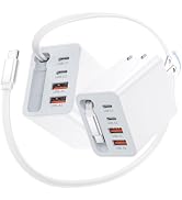 5-in-1 Retractable Wall Charger,2Pack 5-Port Retractable USB C Charger Block with Type C Cord,40W...